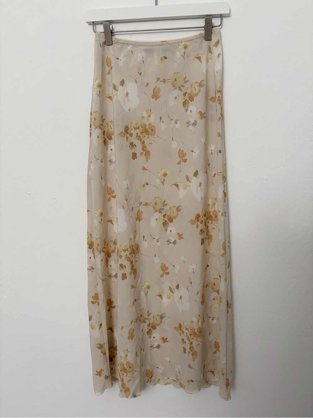 Vintage Cream Floral Midi Skirt